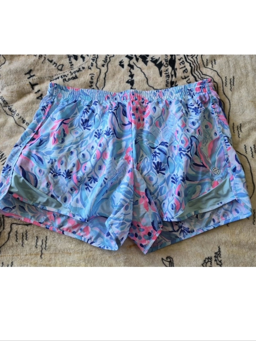 Lilly Pulitzer Luxletic Size Medium Ocean Trail Blue And Pink Leaf Print